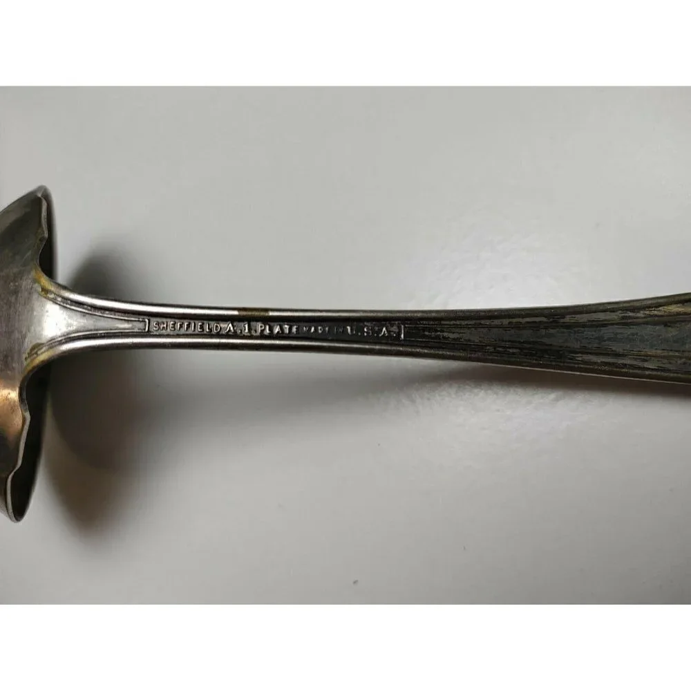 Sheffield Flatware Silverware Large English Silverplate Fiddlers Thread Ladle